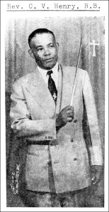 Rev. Claudius V. Henry holding his rod of correction, Harlem, New York, ca. 1957