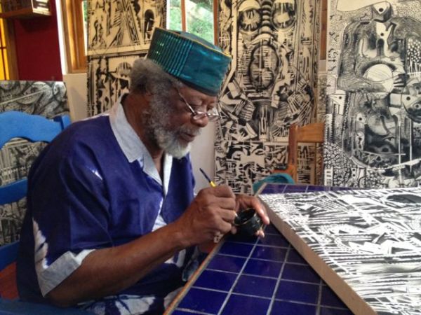 LeRoy Clarke at work. Photo: Annie Paul